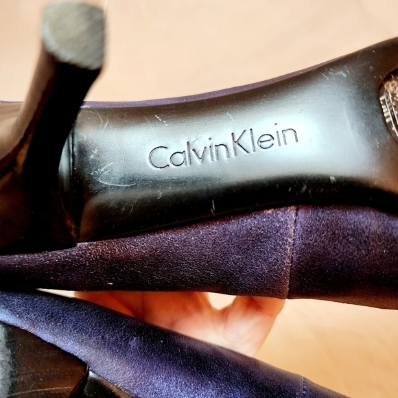 Calvin Klein Dolly Blue Leather Heels Pumps Women's 6.5 M Career Office Formal - Picture 7 of 9